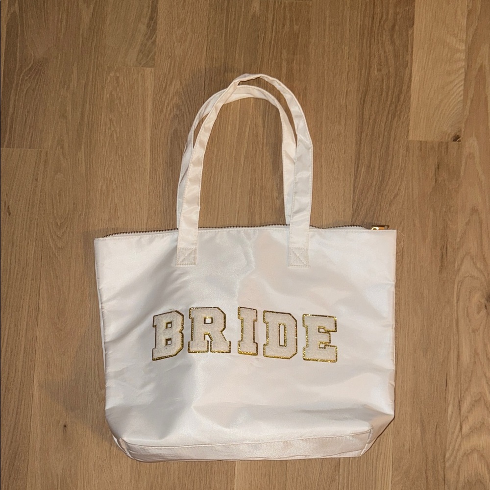 BRIDE White Tote Bag with Gold Trim